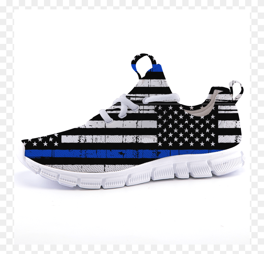 750x750 Thin Blue Line Flag Running Sneakers Fashion Sneakers, Shoe, Footwear, Clothing HD PNG Download