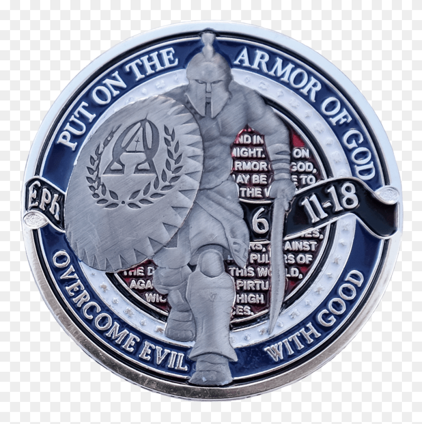 962x967 Thin Blue Line Foundation Armor Of God Coin Quarter, Logo, Symbol, Trademark HD PNG Download