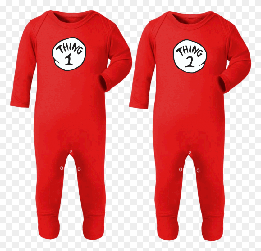 988x949 Thing 1 Amp Thing 2 Footed Playsuitscostumes For Twins Thing 1 And Thing, Clothing, Apparel, Pajamas HD PNG Download