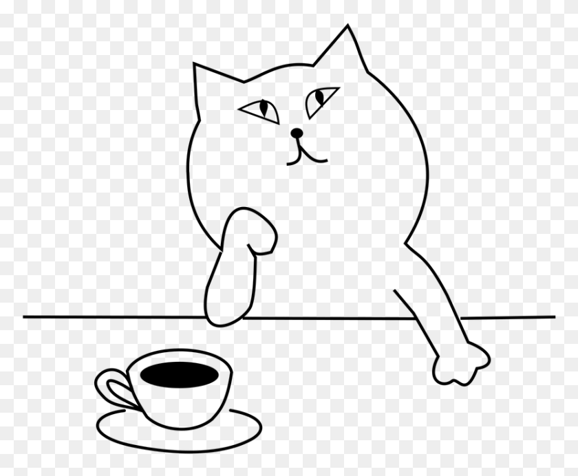 831x674 Think About Cafe Coffee Cat Cartoon Cartoon Thinking Drawing, Gray, World Of Warcraft HD PNG Download