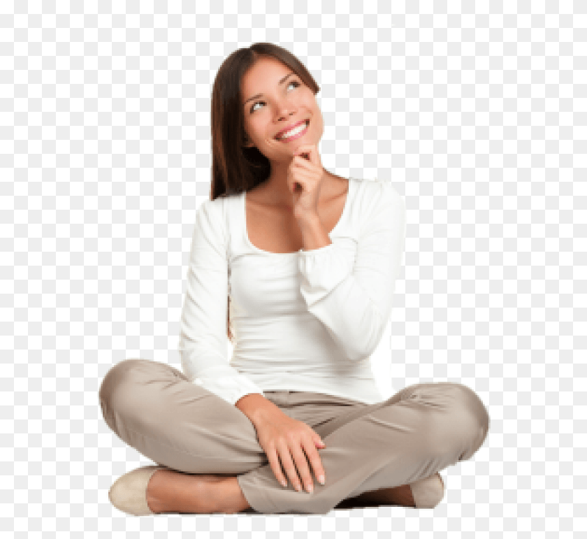 564x711 Thinking Woman Free Transparent Background Girl Thinking, Sitting, Person, Human HD PNG Download