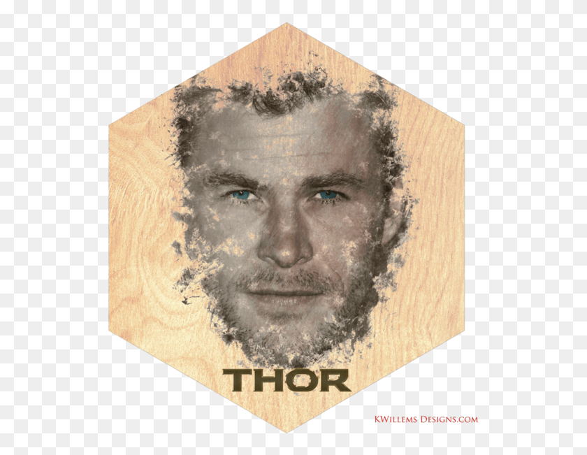 531x591 This Chris Hemsworth Premium Wood Art Print Is The Sketch, Head, Person, Human HD PNG Download