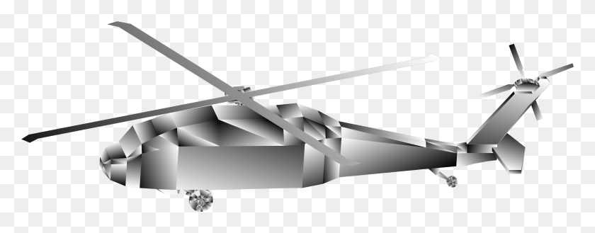 2312x798 This Free Icons Design Of 3d Low Poly Blackhawk Grayscale Helicopter, Architecture, Building, Oars HD PNG Download