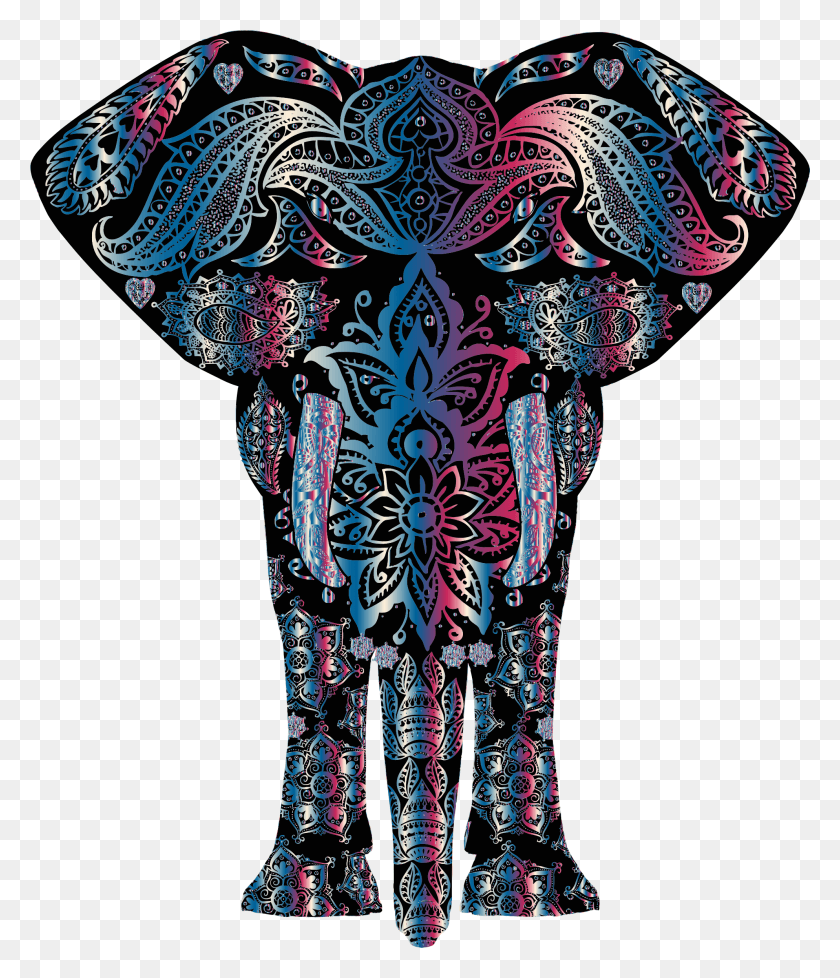 1987x2339 Este Diseño De Iconos Gratis De Bejeweled Patrón Floral Elefante Colorido, Ropa, Vestimenta Hd Png