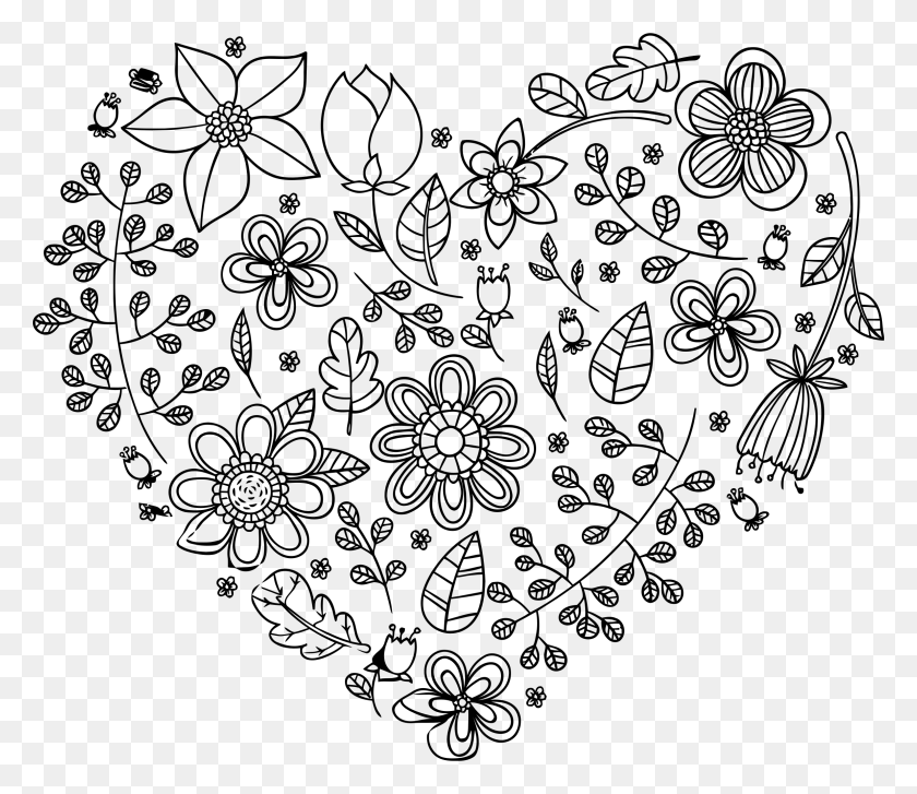 2304x1972 Este Diseño De Iconos Gratis De Corazón Floral Negro, Gris, World Of Warcraft Hd Png