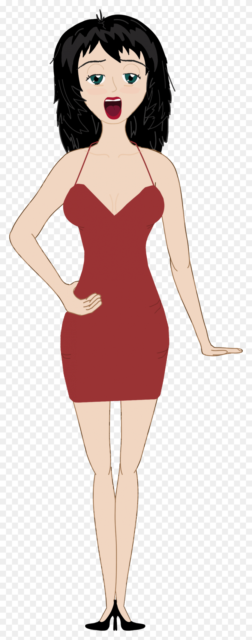 882x2342 This Free Icons Design Of Brunette Woman Singing Cocktail Dress, Clothing, Apparel, Female HD PNG Download
