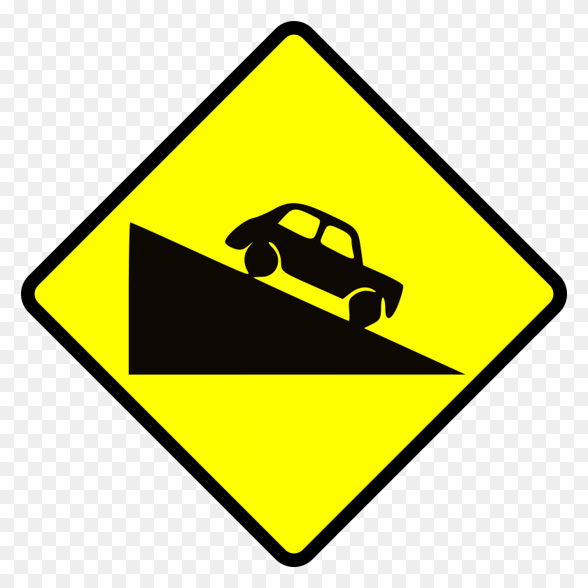 2400x2400 This Free Icons Design Of Caution Steep Hill Up, Symbol, Road Sign, Sign HD PNG Download