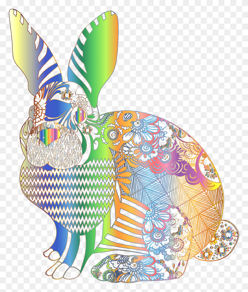 1876x2236 Descargar Png / Diseño De Iconos Gratis De Conejo Floral Cromático Lapins De Paques 2019, Gráficos, Animal Hd Png