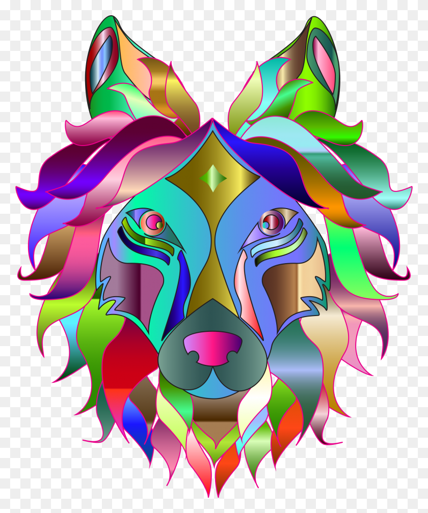 1912x2324 This Free Icons Design Of Chromatic Wolf, Ornament, Pattern, Fractal HD PNG Download