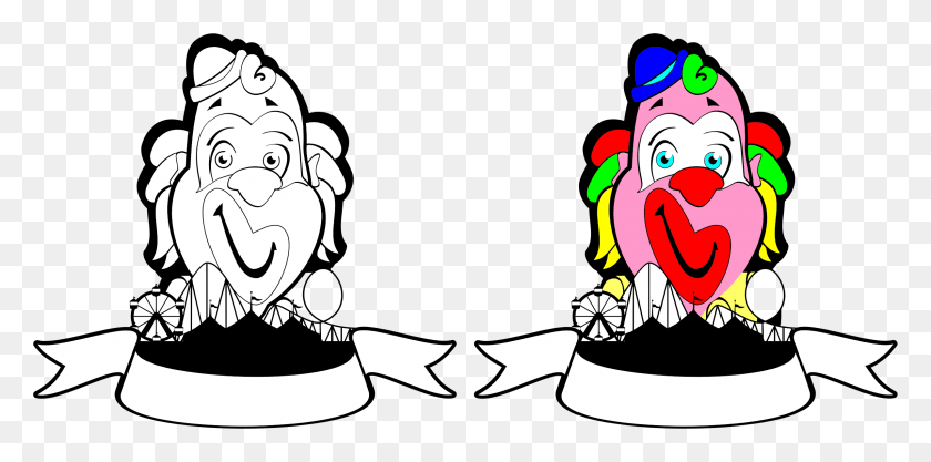 2394x1098 This Free Icons Design Of Clowns Banners Carnival Silhouette, Performer, Stencil HD PNG Download