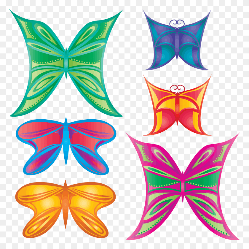 2360x2358 This Free Icons Design Of Colorful Abstract Butterflies, Pattern, Ornament, Fractal HD PNG Download