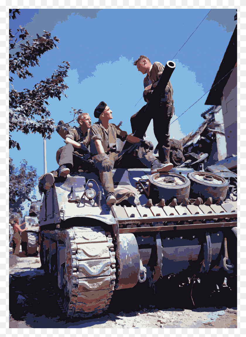 1717x2400 Descargar Png Diseño De Iconos Gratis De La Tripulación De Un Tanque Sherman Tanque Sherman Canadiense, Persona, Humano, Máquina Hd Png