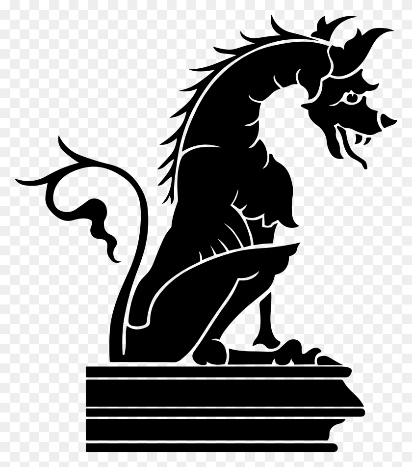 2040x2332 This Free Icons Design Of Dragon Statue Silhouette, Gray, World Of Warcraft HD PNG Download