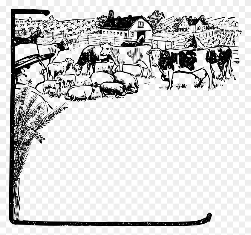 2400x2232 This Free Icons Design Of Farm Animals Frame Pluspng Frame Clipart Black And White, Gray, World Of Warcraft HD PNG Download