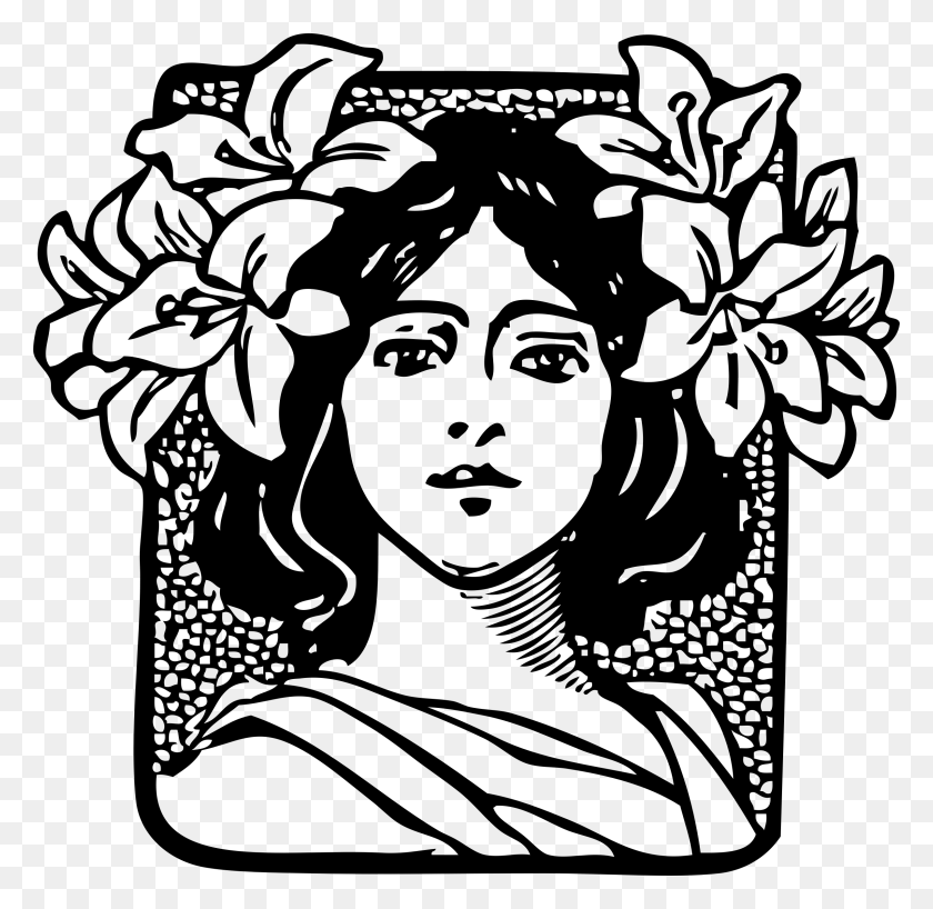 2400x2334 This Free Icons Design Of Flowers In Her Hair Woman Art Nouveau, Gray, World Of Warcraft HD PNG Download
