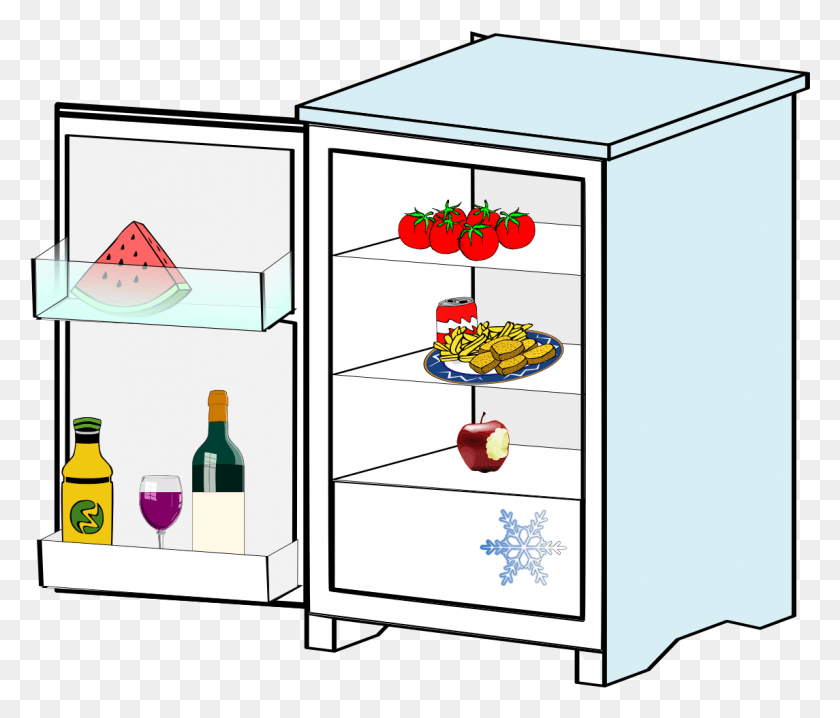 1145x967 This Free Icons Design Of Fridge With Food, Furniture, Text, Shelf HD PNG Download