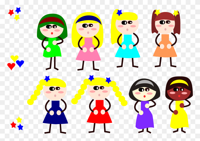 2297x1566 This Free Icons Design Of Girls Stickfigure Ocho Niñas De Dibujos Animados, Niña, Hembra, Cara Hd Png Descargar