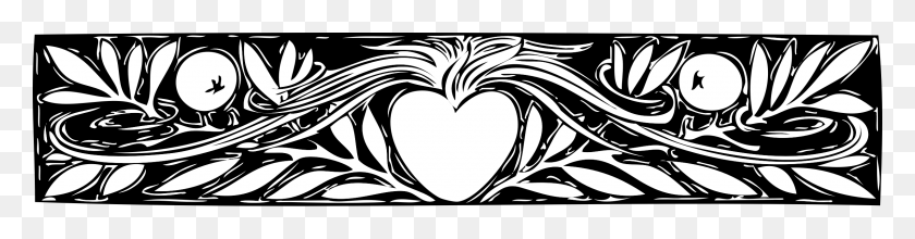 2400x493 Этот Бесплатный Дизайн Иконок Сердца И Границы Ветвей, Трафарет, Графика Hd Png Скачать