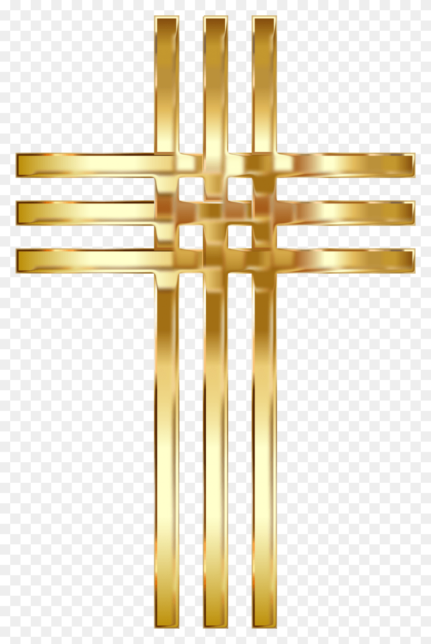 1448x2218 This Free Icons Design Of Interlocked Stylized Golden Cross Transparent Background, Symbol, Gold, Emblem HD PNG Download