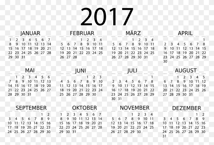 2101x1378 This Free Icons Design Of Kalender 2017 Deutsch Printable 12 Month 2019 Calendar, Text, Symbol, Number HD PNG Download
