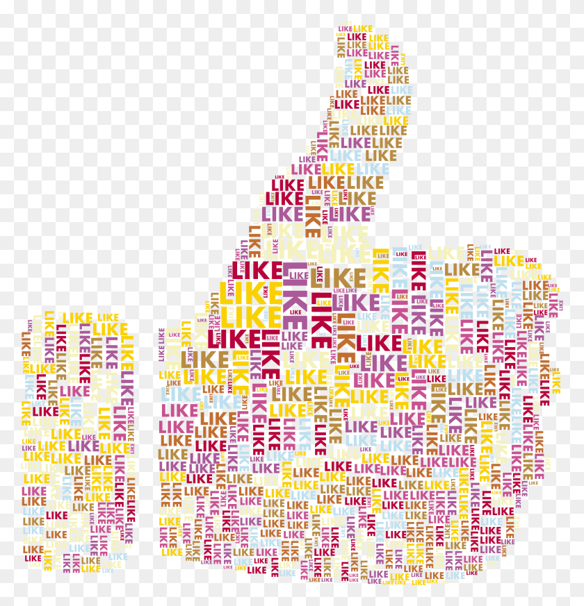 2164x2258 This Free Icons Design Of Like Thumbs Up Word Cloud, Mosaic, Tile HD PNG Download