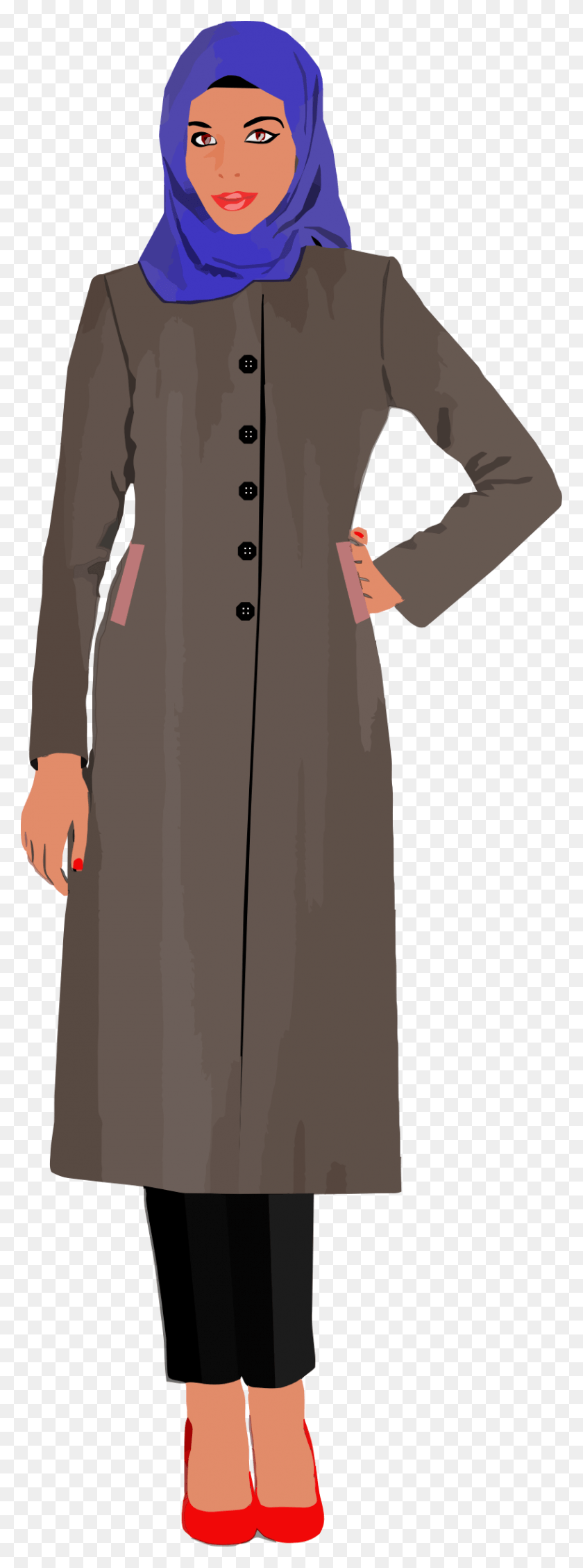 818x2303 This Free Icons Design Of Muslim Woman, Clothing, Apparel, Overcoat HD PNG Download