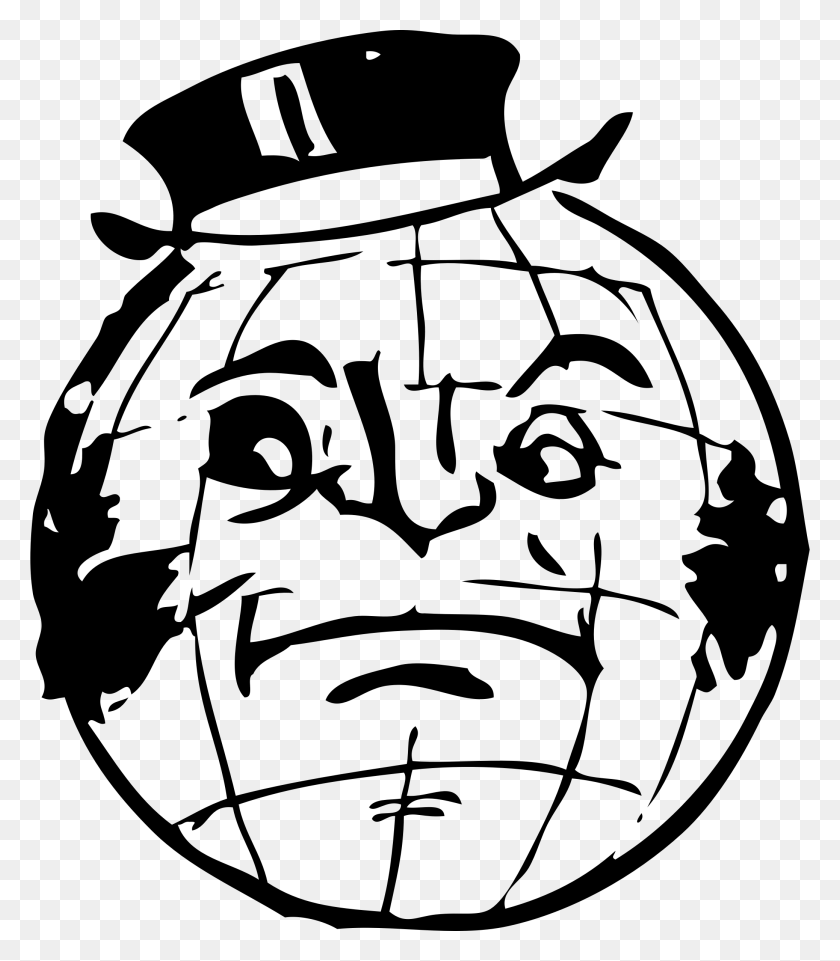 2076x2400 This Free Icons Design Of Muttonchop World Cartoon Black And White Globe, Gray, World Of Warcraft HD PNG Download
