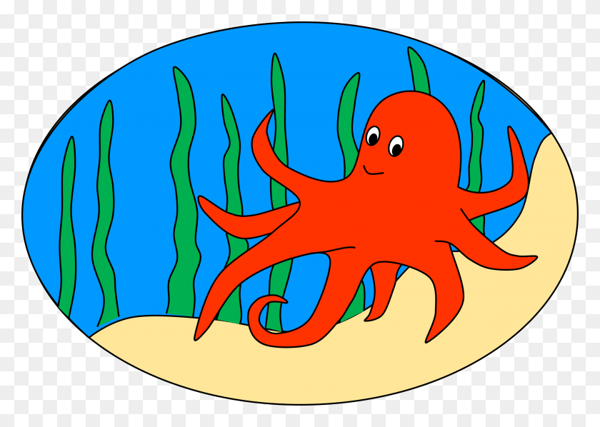 2400x1657 This Free Icons Design Of Oval Of Orange Octopus Octopus In The Sea Clipart, Sea Life, Animal, Invertebrate HD PNG Download