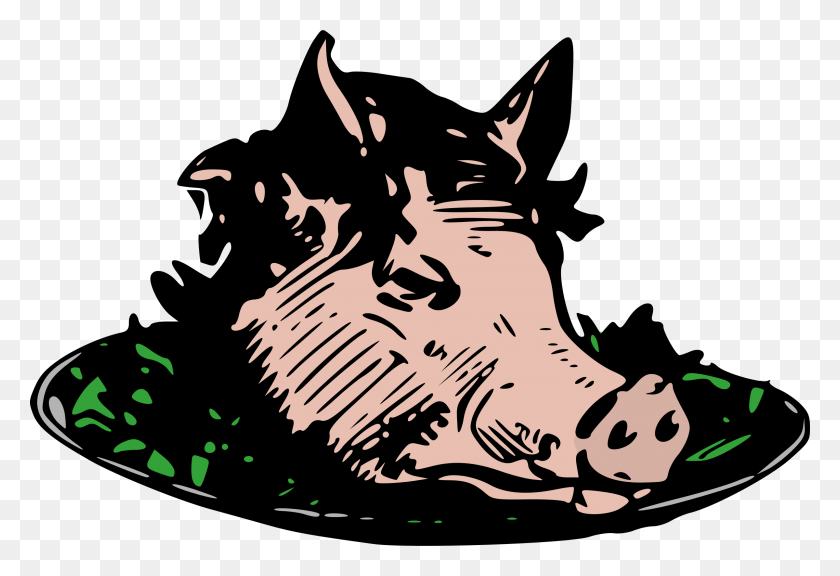 2400x1588 This Free Icons Design Of Pig Head Dinner Pig39s Head On A Plate Clipart, Mammal HD PNG Download