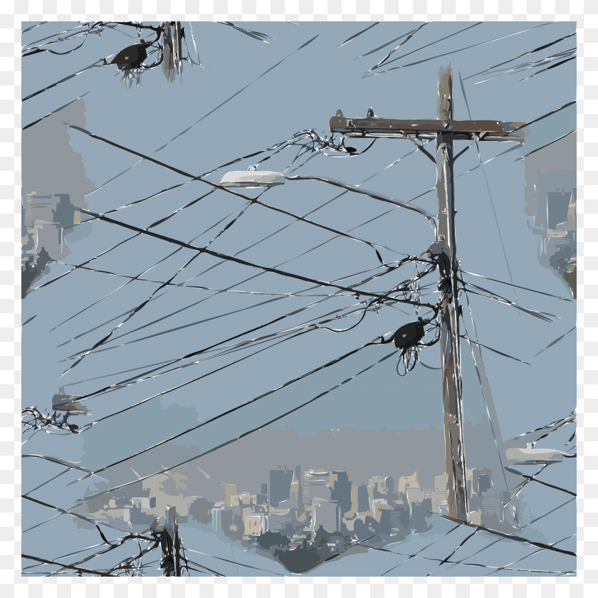 2400x2400 This Free Icons Design Of Power Lines City Skyline, Utility Pole, Cable, Power Lines HD PNG Download