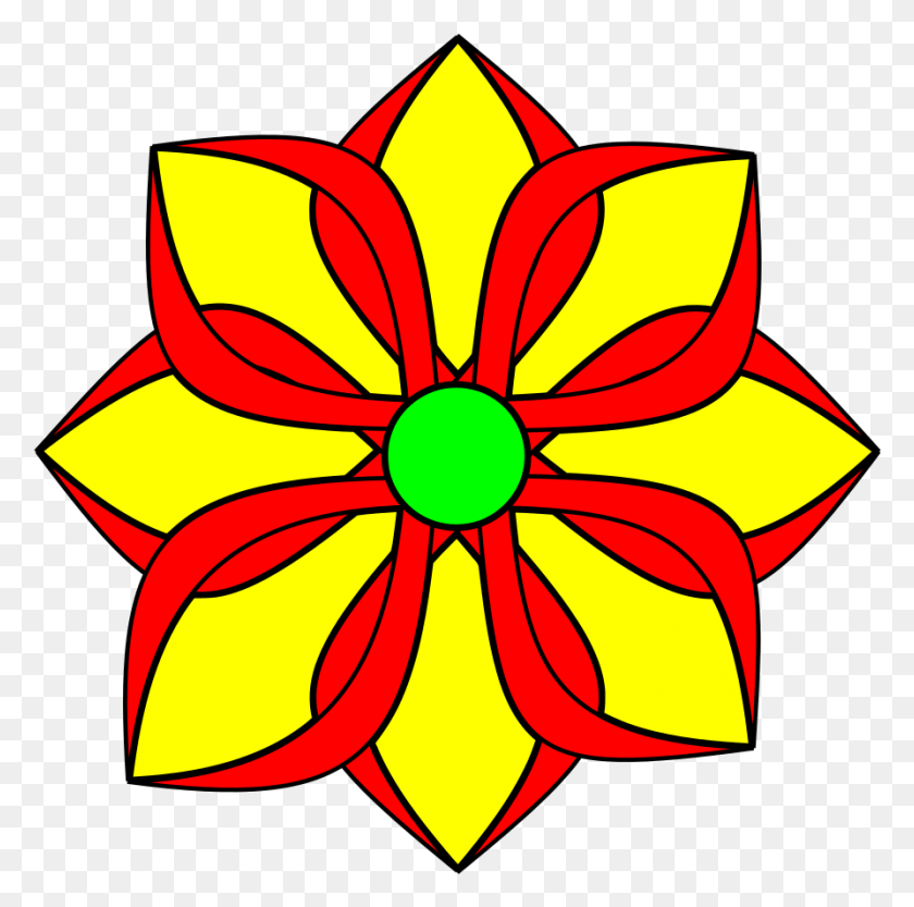 893x885 This Free Icons Design Of Red And Yellow Flower, Graphics, Pattern HD PNG Download