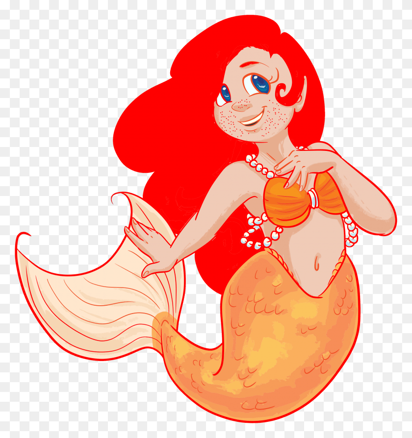 2158x2310 This Free Icons Design Of Redhead Mermaid With, Person, Human, Animal HD PNG Download