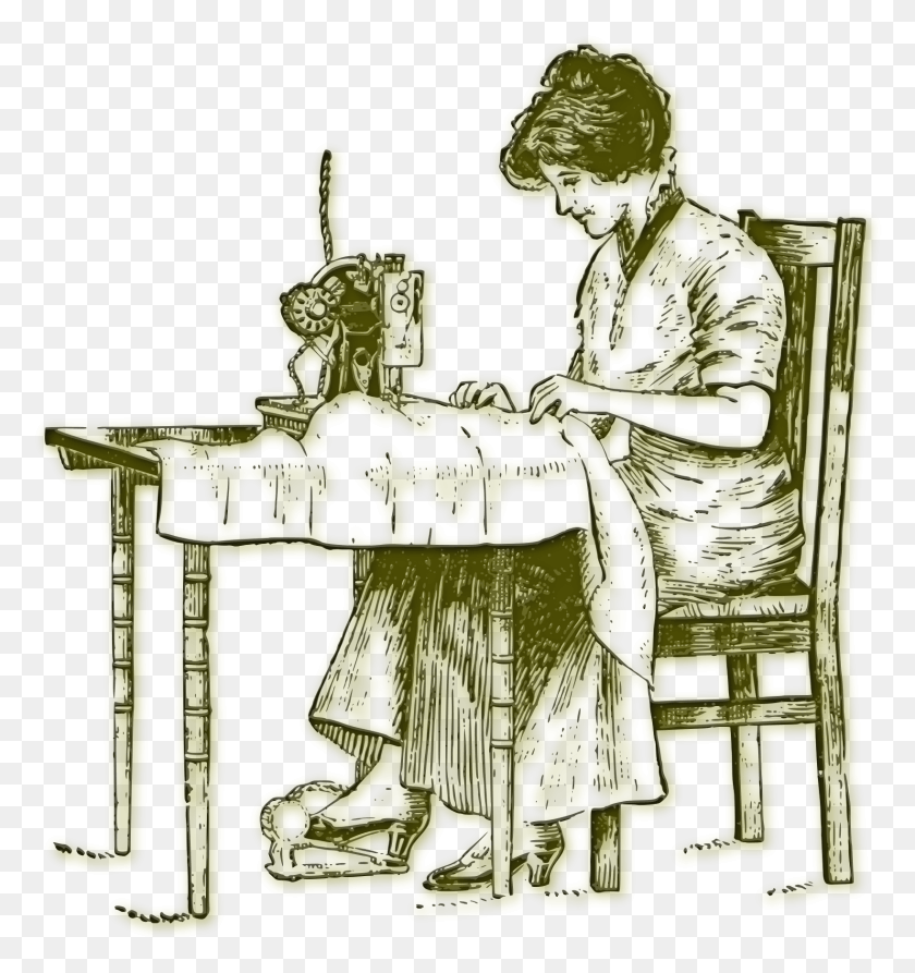 1638x1751 This Free Icons Design Of Sewing Woman Vintage, Furniture, Statue, Sculpture HD PNG Download