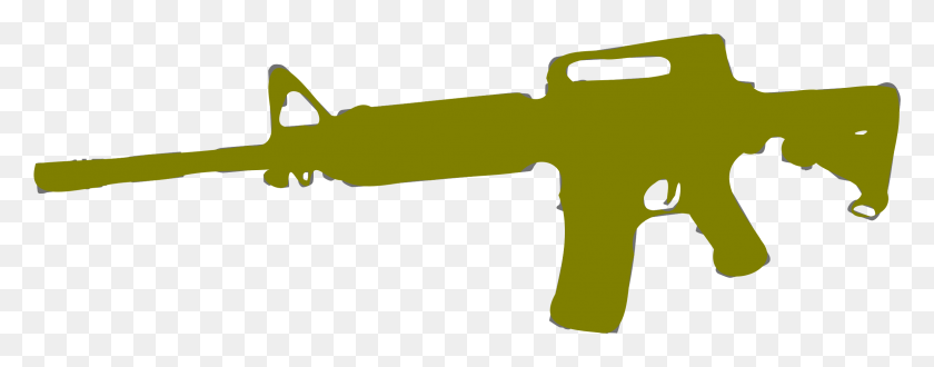2371x821 Этот Бесплатный Дизайн Иконок Силуэт Arme 03 Страйкбол M4 Зеленый Газ, Оружие, Вооружение, Пистолет Png Скачать