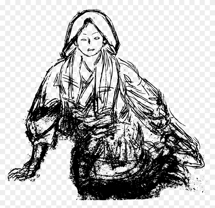 2400x2310 This Free Icons Design Of Sketch Of Woman Sitting, Gray, World Of Warcraft HD PNG Download