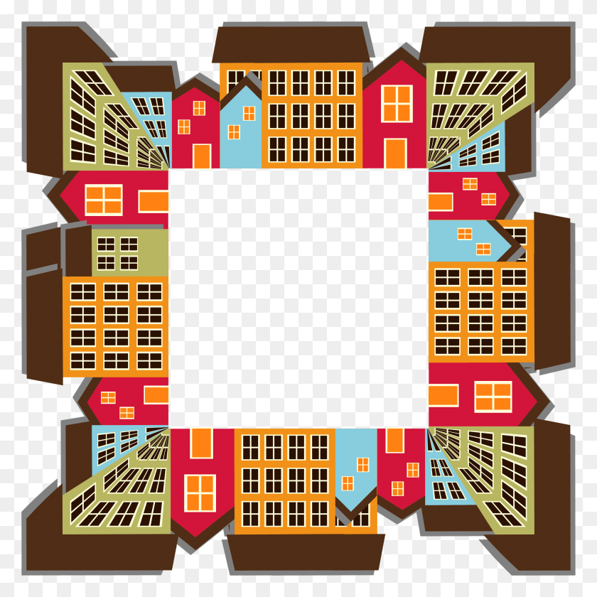 2286x2286 This Free Icons Design Of Small Town Cityscape, Neighborhood, Urban, Building HD PNG Download