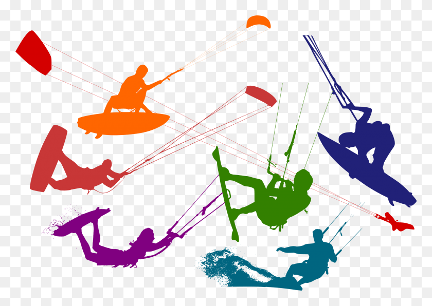 2400x1651 This Free Icons Design Of Some Kitesurfers Silhouettes Kite Surfing Clip Art, Bow, Sport, Sports HD PNG Download