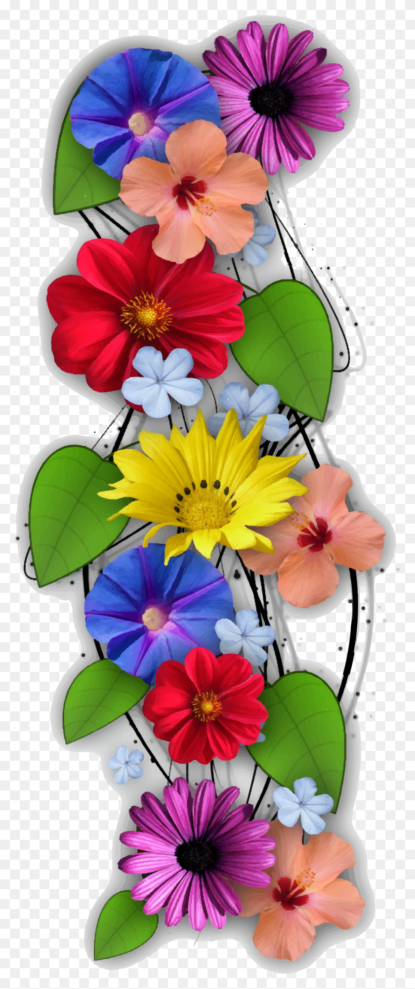 906x2256 This Free Icons Design Of Vertical Flowers High Resolution Flower Vertical, Plant, Blossom, Graphics HD PNG Download