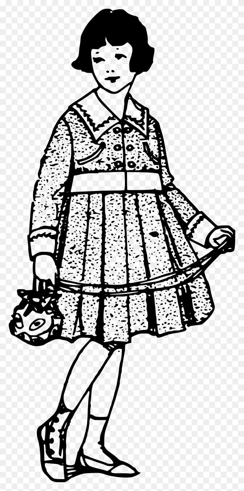 1151x2400 This Free Icons Design Of Young Girl In A Dress Girl In Dress Clipart Black And White, Gray, World Of Warcraft HD PNG Download