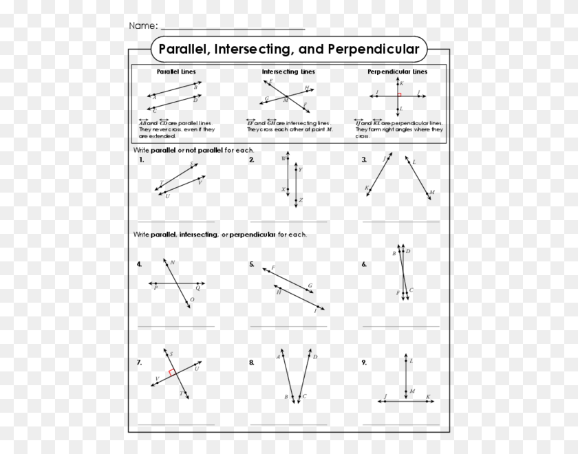 471x600 This Free Printable Worksheet Is A Great Way To Introduce Worksheet Answer Key Parallel Intersecting And Perpendicular, Plot, Text, Number HD PNG Download
