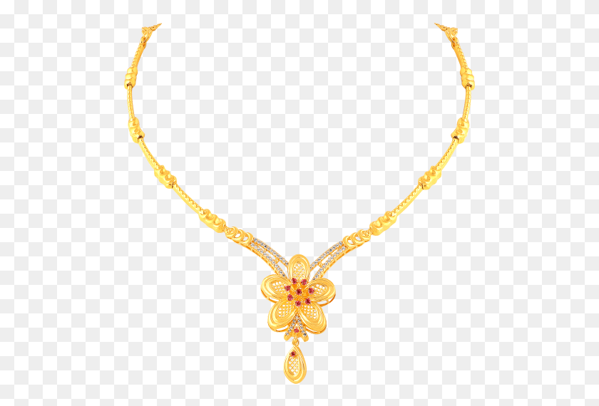 495x510 This Gold Necklace With White Amp Red Stones Will Make 16 Gram Gold Necklace Designs, Jewelry, Accessories, Accessory HD PNG Download