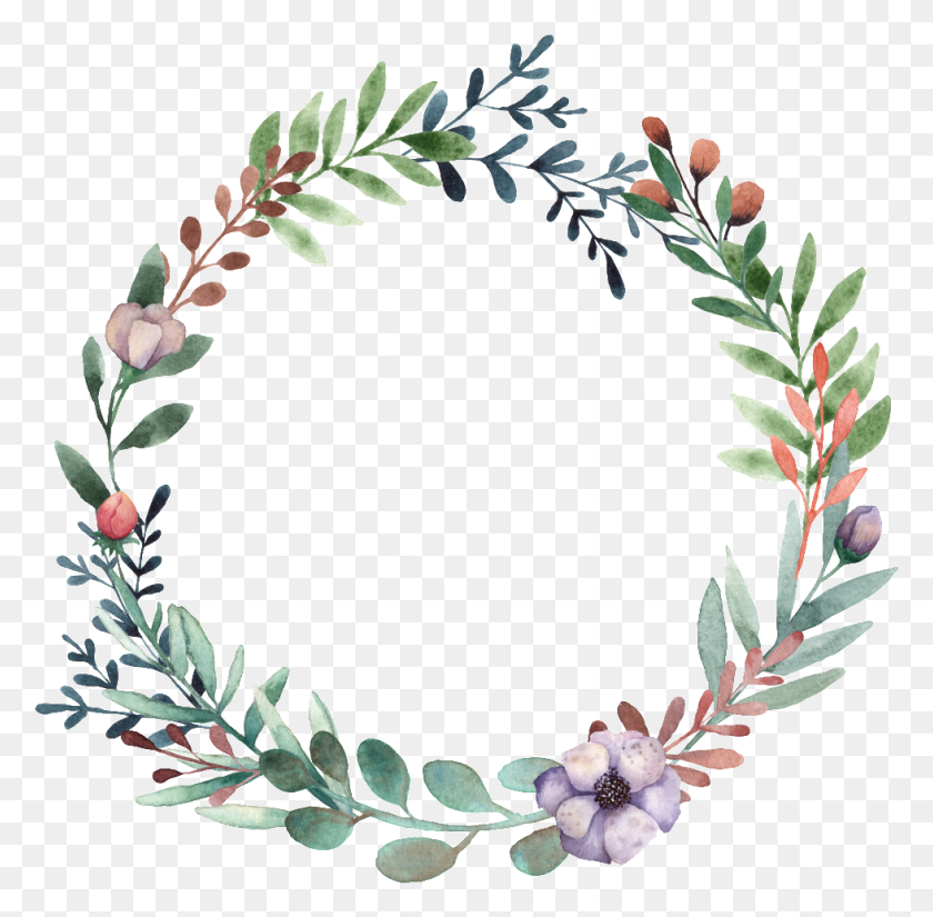 979x961 This Graphics Is Hand Painted Green Small Leaf Wreath Illustration, Plant, Grass, Flower HD PNG Download