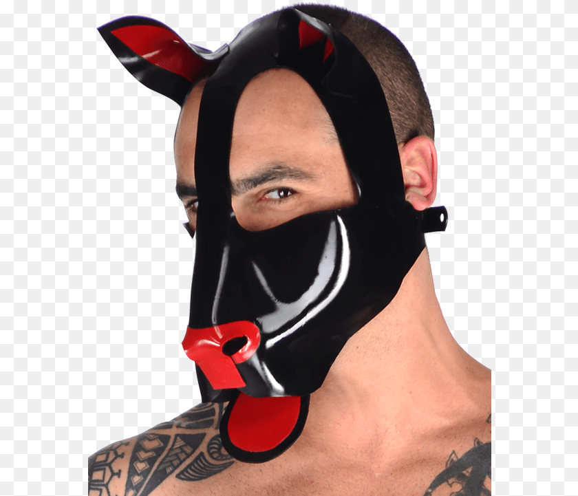 587x721 This Head Harness Features Pointed Ears And An Adjustable Dog, Adult, Male, Man, Person Sticker PNG