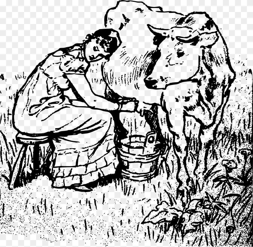 2400x2352 This Icons Design Of Lady Milking A Cow, Gray Clipart PNG