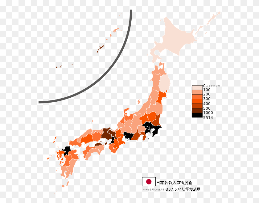 592x597 Este Es Un Mapa Temático Que Muestra La Densidad De La Población Densidad De La Población De Japón Por Prefectura, Actividades De Ocio, Gráficos Hd Png Descargar