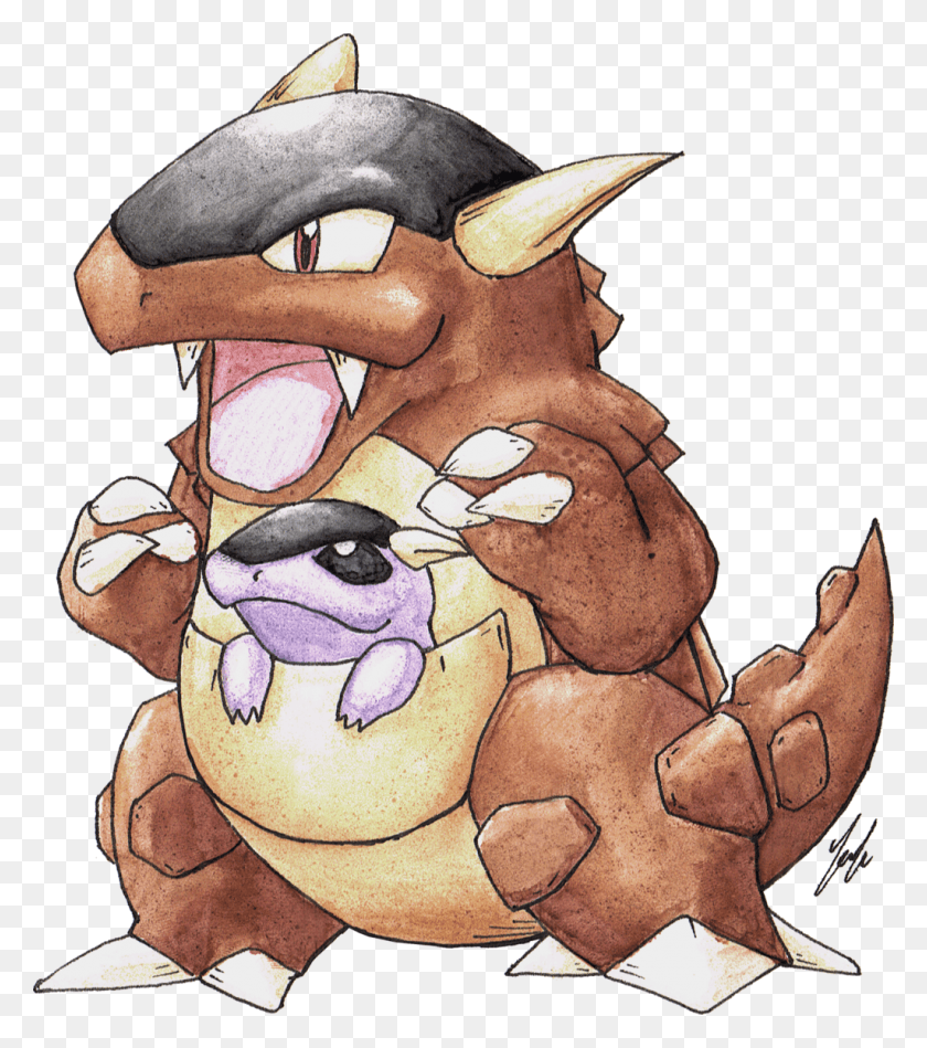 1024x1168 This Is A Very Nice Drawing Of Kangaskhan Kangaskhan Red And Blue Sprite, Skin, Person, Human HD PNG Download