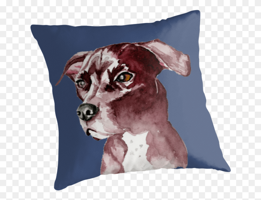 649x585 This Is A Watercolor Painting Of A Pitbull Dog Monochromatic Watercolor Dog, Cushion, Pillow, Cream HD PNG Download
