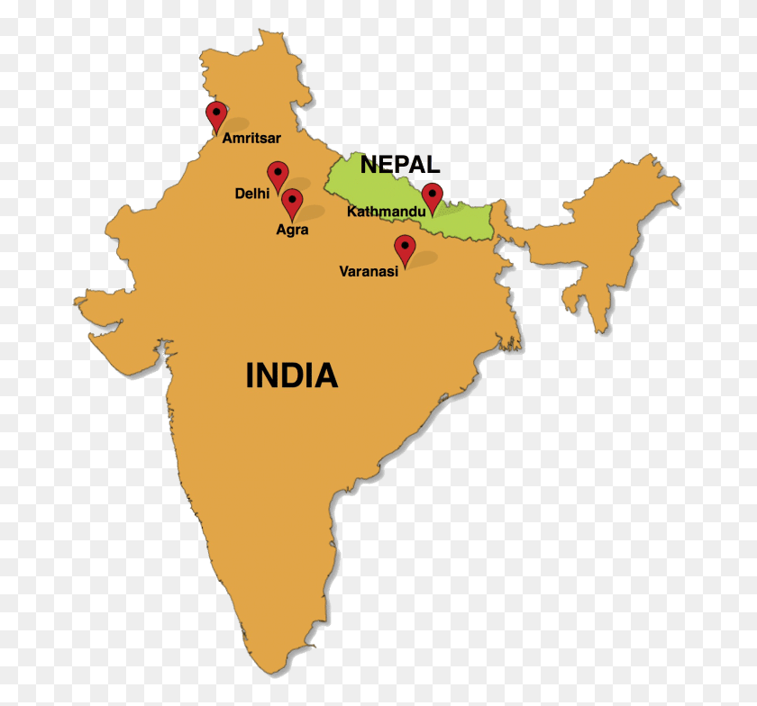 682x724 This Is Our Intended Itinerary But We Always Remain Nepal To India Map, Diagram, Plot, Atlas HD PNG Download