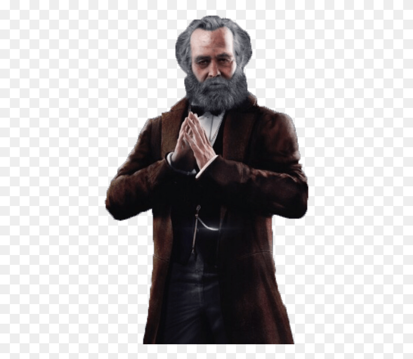 417x672 This Is Praying Karl Marx He Wards You Against Anti Communists Leather Jacket, Clothing, Apparel, Face HD PNG Download