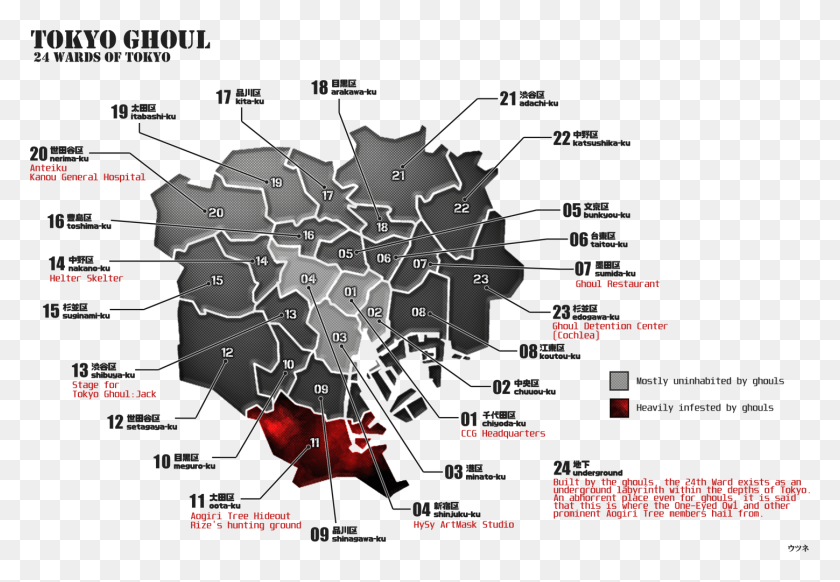 1449x971 This Is The Official Map Of Tokyo Ghoul Tokyo Ghoul District Map, Diagram HD PNG Download